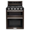 KitchenAid 30 Inch Gas Double Oven Convection Range, Black Stainless - KFGD500EBS