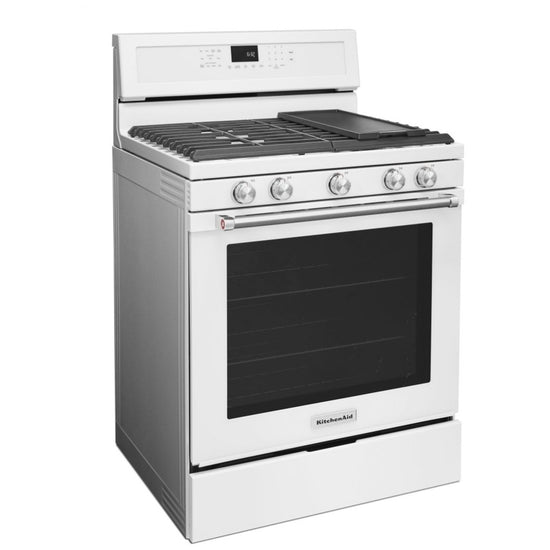 KitchenAid 30 Inch Freestanding Gas Range, White - KFGG500EWH-C (Ships in 7-10 Days)
