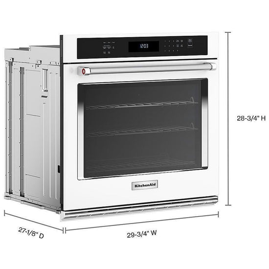 KitchenAid 30 Inch Single Wall Oven with Air Fry, White - KOES530PWH