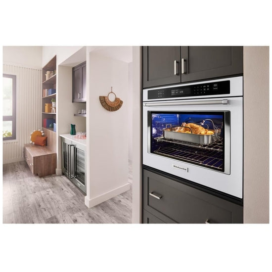 KitchenAid 30 Inch Single Wall Oven with Air Fry, White - KOES530PWH