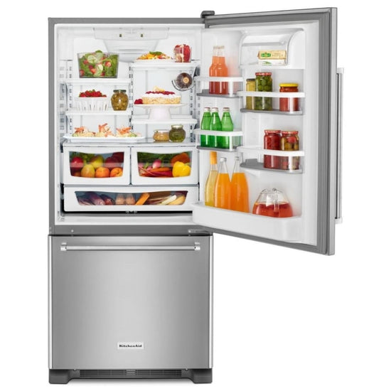 KitchenAid 30 Inch Bottom Freezer Refrigerator, Stainless Steel - KRBR109ESS