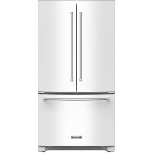 KitchenAid 36 Inch Counter-Depth French Door Refrigerator, 20 Cu. Ft., White - KRFC136RWH