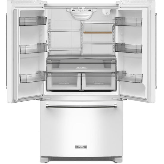 KitchenAid 36 Inch Counter-Depth French Door Refrigerator, 20 Cu. Ft., White - KRFC136RWH