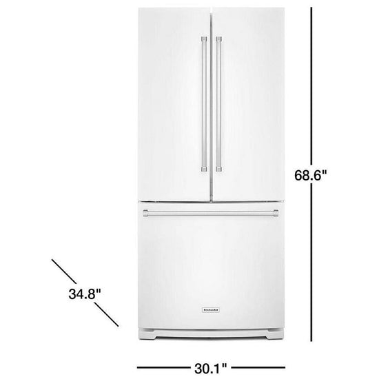 KitchenAid 30 Inch French Door Refrigerator, White - KRFF300EWH