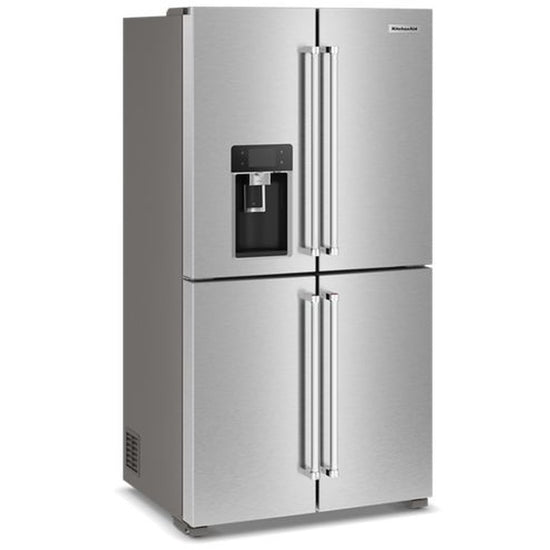 KitchenAid 36 Inch Counter-Depth 4-Door French Door Refrigerator with 19.4 cu. ft. Capacity, Stainless Steel - KRQC736RPS