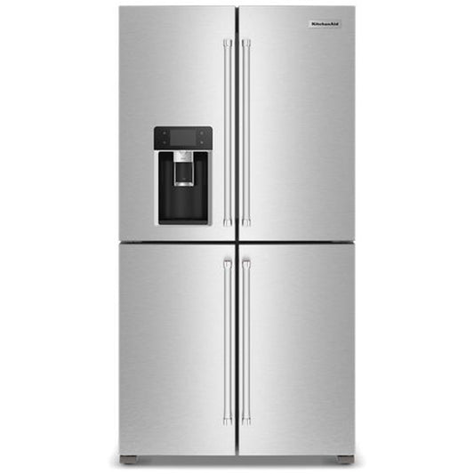 KitchenAid 36 Inch Counter-Depth 4-Door French Door Refrigerator with 19.4 cu. ft. Capacity, Stainless Steel - KRQC736RPS