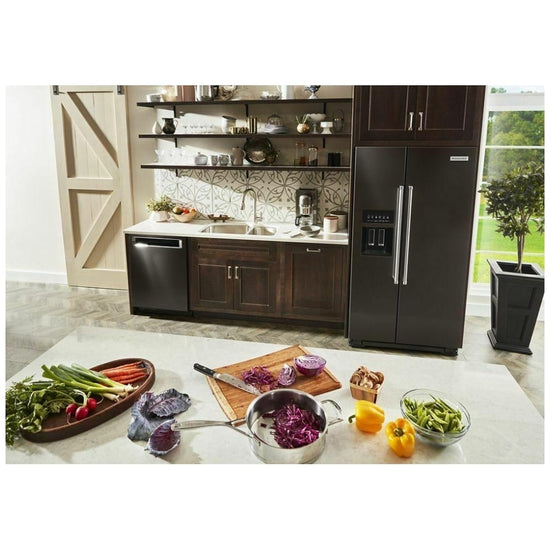 KitchenAid 24.8 cu. ft. Side by Side Refrigerator, Black Stainless Steel - KRSF705HBS