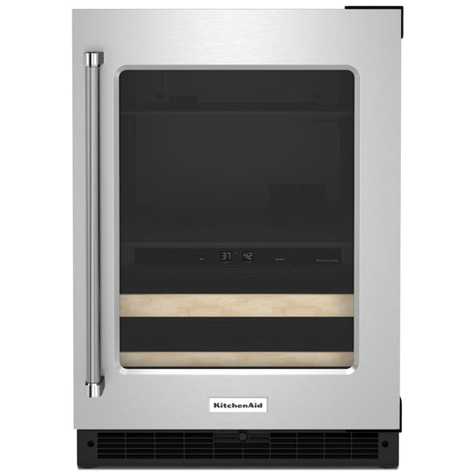 KitchenAid 24 Inch Under Counter Beverage Center, Stainless Steel - KUBR214KSB