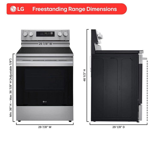 LG 30 Inch Electric Range with 6.3 cu. ft. Capacity and Air Fry, Stainless Steel - LREN6323YE