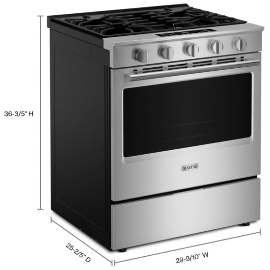 Maytag 30-Inch Slide-In Gas Range with 5.0 Cu. Ft. Capacity - MSGS7030SZ