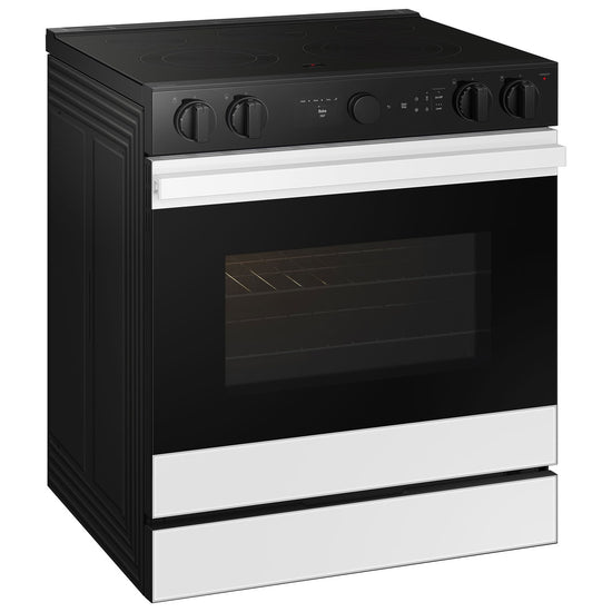 Samsung 30 Inch Slide-In Electric Range, 6.3 cu. ft., White Glass - NSE6DB850012AC