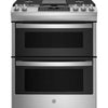 GE 30 Inch Slide-In Front Control Gas Double Oven Range, Stainless Steel - JCGSS86SPSS