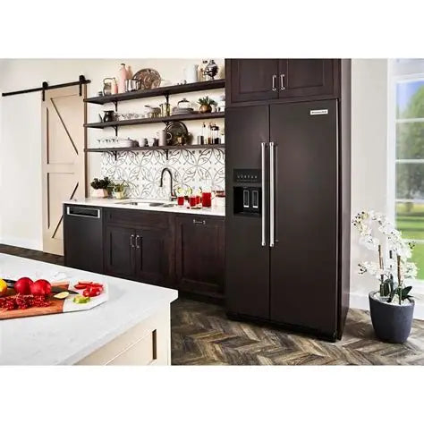 KitchenAid 22.6 cu ft Counter-Depth Side-by-Side Refrigerator - KRSC703HBS