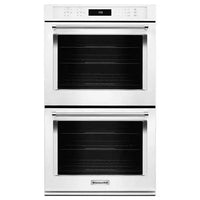 KitchenAid 30 Inch Double Convection Electric Wall Oven, White - KODE500EWH