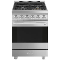 Smeg 24 Inch Freestanding Gas Range with 4 Burners, Stainless Steel - SPR24UGGX