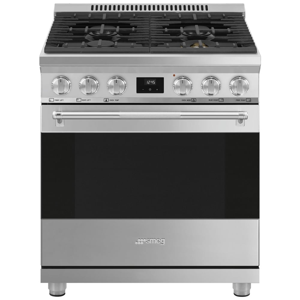 Smeg Professional 30 Inch Dual Fuel Range, Stainless Steel - SPR30UGMX