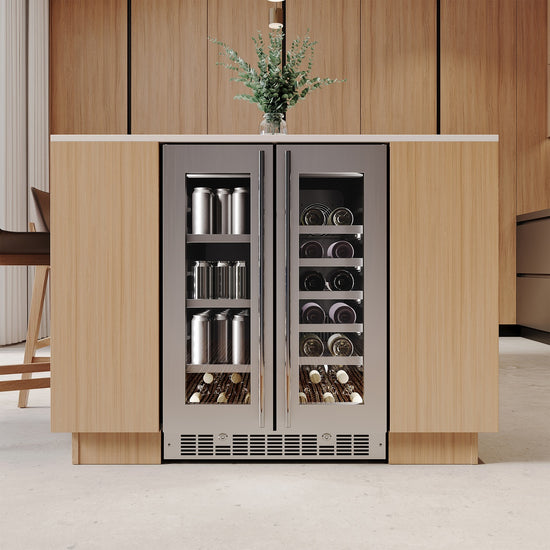 Silhouette 24 Inch Under Counter Dual-Zone Beverage/Wine Center - SPRBC047D1SS-RF