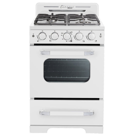 Unique 24-Inch Convection Gas Range, Marshmallow White - UGP-24CR-W