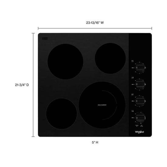 Whirlpool 24 in. Radiant Electric Cooktop, Black - WCE55US4HB