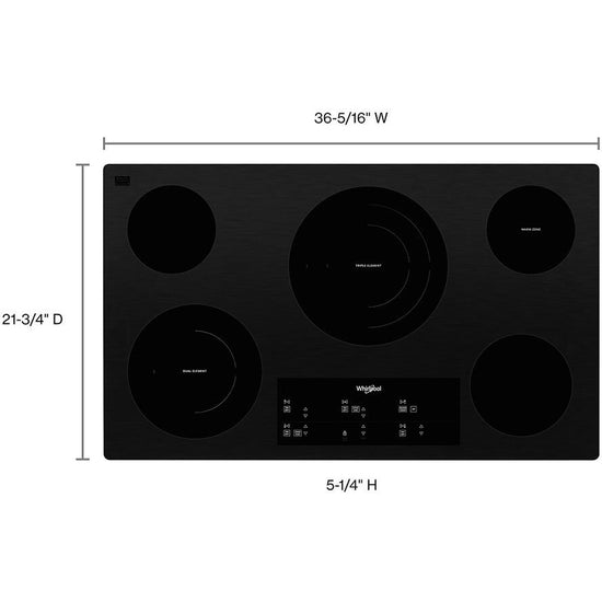 Whirlpool 36 Inch Smoothtop Electric Cooktop, Black - WCE97US6KB