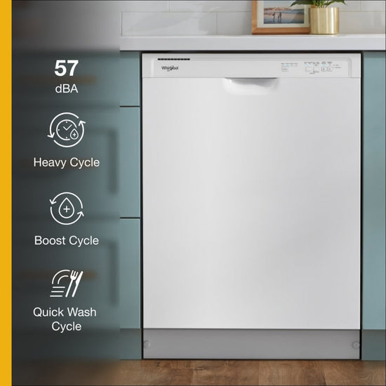 Whirlpool 24 Inch Front Control Built-In Dishwasher, White - WDF341PAPW