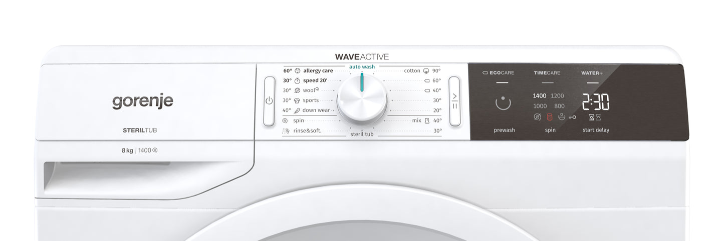 GORENJE 24 INCH FRONT LOAD WASHING MACHINE W/ 8 KG CAPACITY AND 1400RPM - WEI843HP