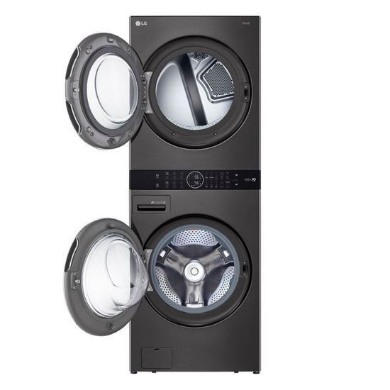 LG Front Load WashTower Laundry Centre with 5.2 cu ft Washer & 7.4 cu ft Electric Dryer, Black Steel - WKEX200HBA