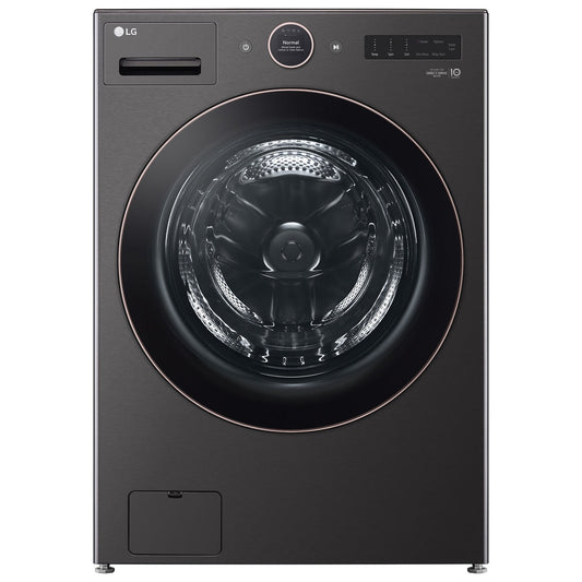 LG 5.0 cu. ft. Stackable Smart Front Load Washer, Black Steel - WM6500HBA