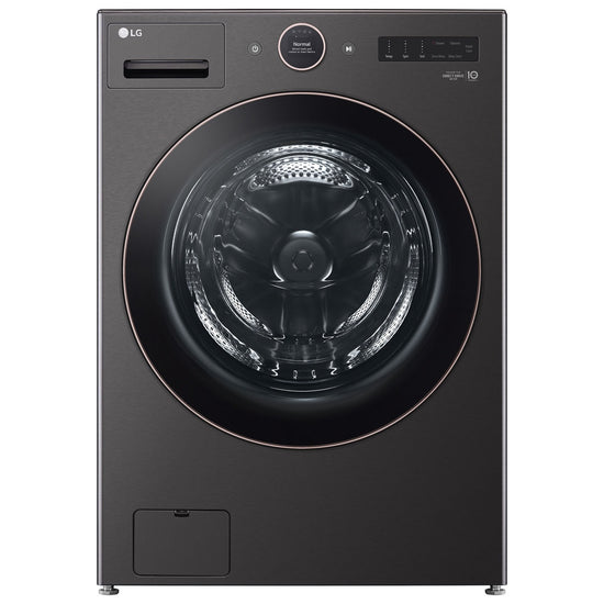 LG 5.0 cu. ft. Stackable Smart Front Load Washer, Black Steel - WM6500HBA