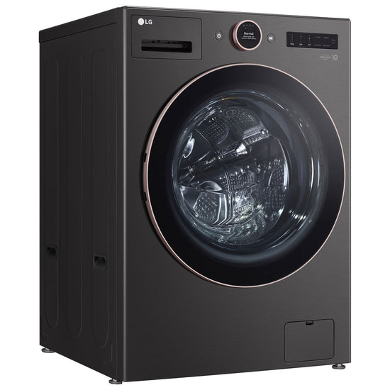 LG 5.0 cu. ft. Stackable Smart Front Load Washer, Black Steel - WM6500HBA