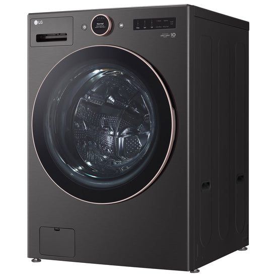 LG 5.0 cu. ft. Stackable Smart Front Load Washer, Black Steel - WM6500HBA