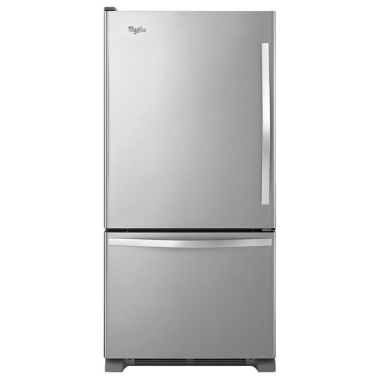 Whirlpool 30 Inch Bottom Freezer Refrigerator, 19 cu. ft., Monochromatic Stainless Steel - WRB329LFBM