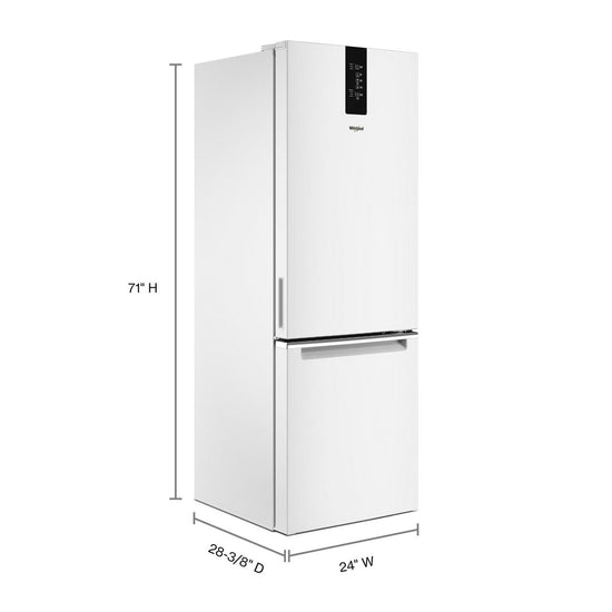 Whirlpool 24 Inch Bottom Freezer Refrigerator, White - WRB533CZJW