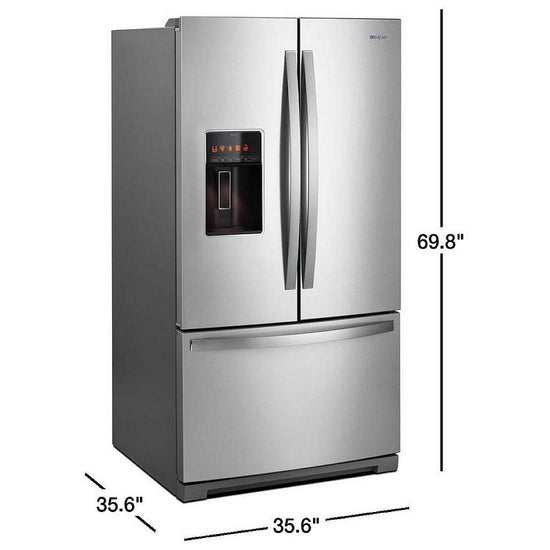 Whirlpool 36 Inch French Door Refrigerator with Exterior Ice & Water Dispenser, Fingerprint Resistant Stainless Steel - WRF757SDHZ (Ships in 7-10 Days)