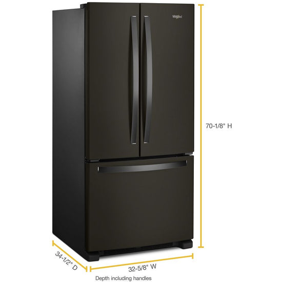 Whirlpool 33 Inch French Door Refrigerator with 22 cu. ft. Capacity, Black Stainless - WRFF5333PV