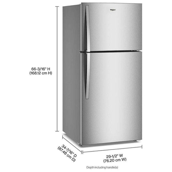 Whirlpool 30-Inch Wide Top Freezer Refrigerator with Total Coverage Cooling, 19 Cu. Ft. - WRTX7419SZ