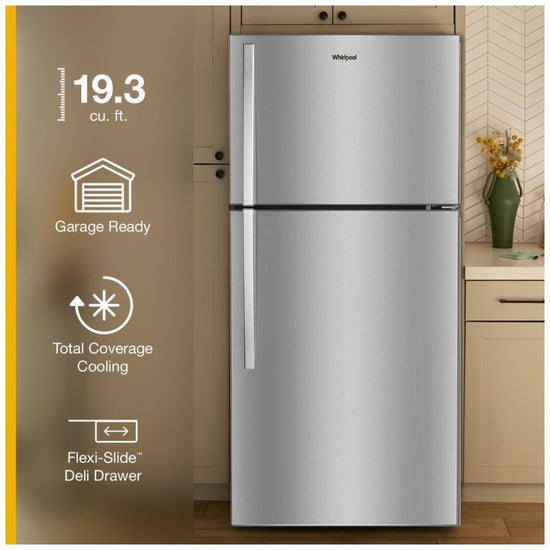 Whirlpool 30-Inch Wide Top Freezer Refrigerator with Total Coverage Cooling, 19 Cu. Ft. - WRTX7419SZ