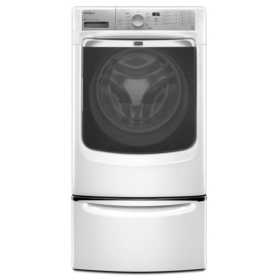 Maytag 15.5-inch Laundry Pedestal with Storage Drawer, White/Chrome - XHPC155XW