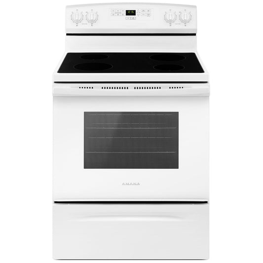 Amana 30 Inch Freestanding Electric Range, White - YAER6303MFW