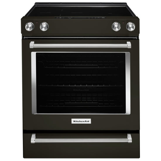KitchenAid 30 Inch Slide-In Electric Range, Black Stainless Steel - YKSEG700EBS (Ships in 7-10 Days)
