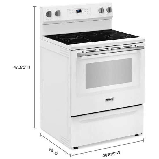 Maytag 30 Inch Electric Range with No Preheat Air Fry, White - YMFES6030RW