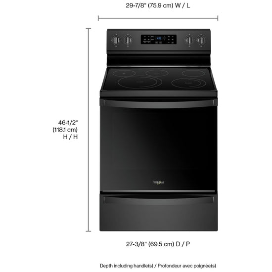 Whirlpool 30 Inch Freestanding Smooth Top Electric Range - YWFE775H0HB