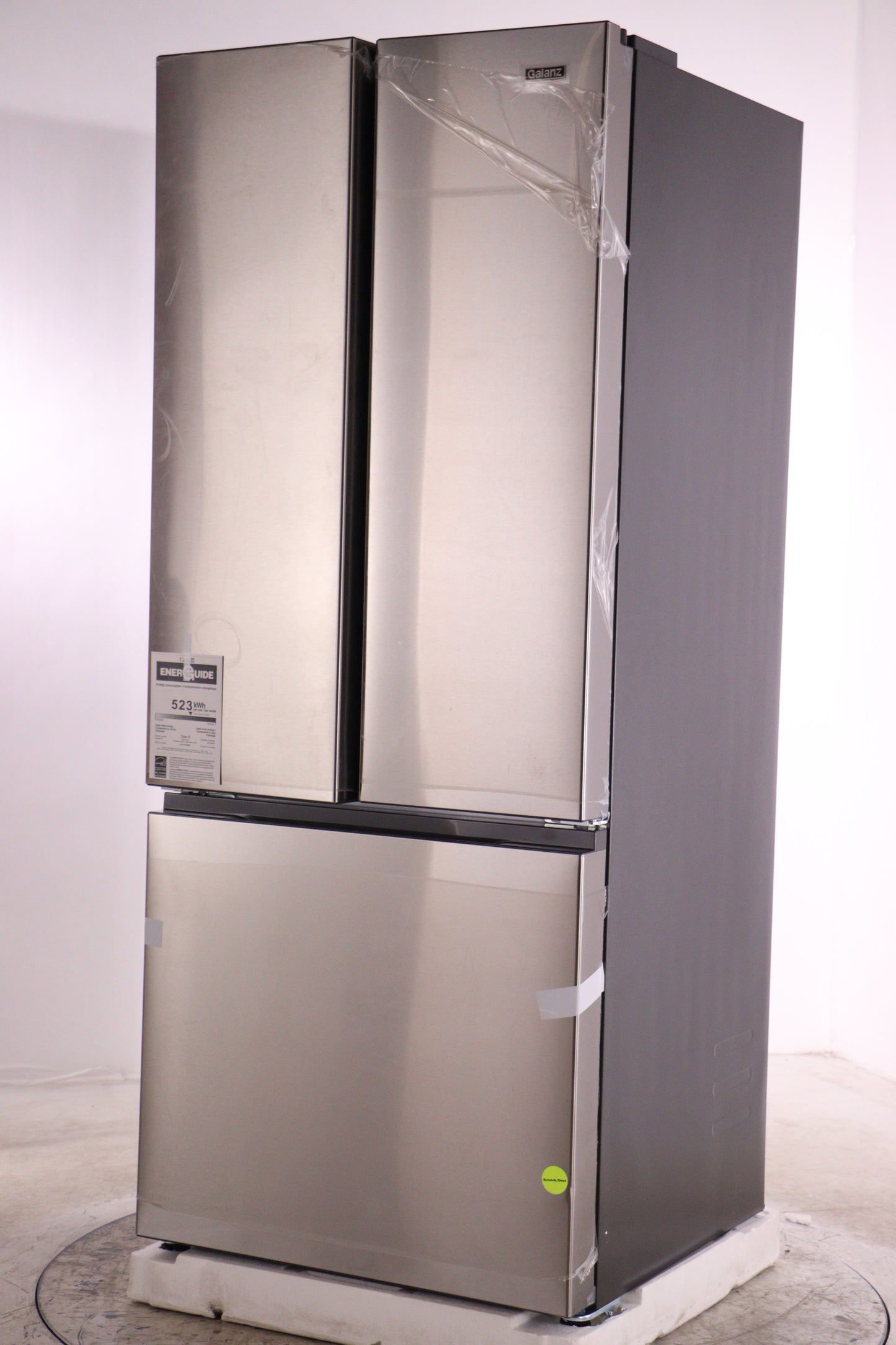 Galanz 29 Inch 16 cu.ft. French Door Refrigerator, Recessed Handle, Stainless Steel - GLR16FS2M08