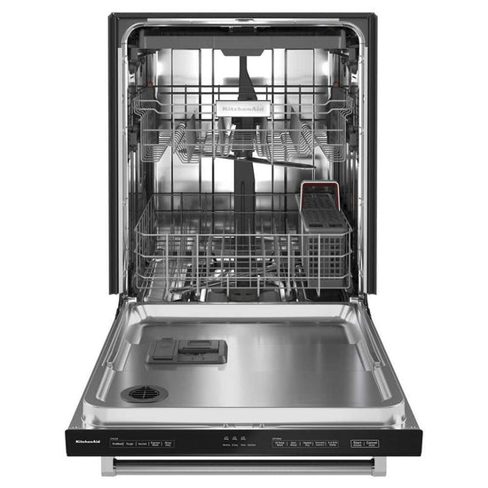 KitchenAid 24 Inch Black Top Control Dishwasher with Stainless Steel Tub - KDTE204KBL