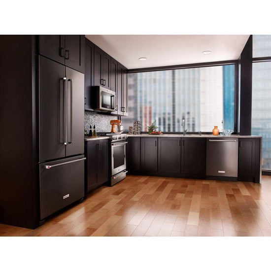 KitchenAid 36 Inch French-Door Refrigerator, 22 Cu. Ft., Black Stainless - KRFC302EBS