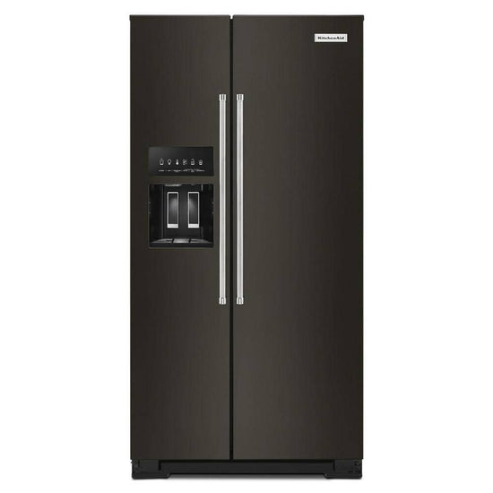 KitchenAid 36 Inch Side-by-Side Refrigerator, PrintShield Black Stainless, Counter Depth - KRSC703HBS