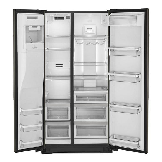 KitchenAid 36 Inch Side-by-Side Refrigerator, PrintShield Black Stainless, Counter Depth - KRSC703HBS