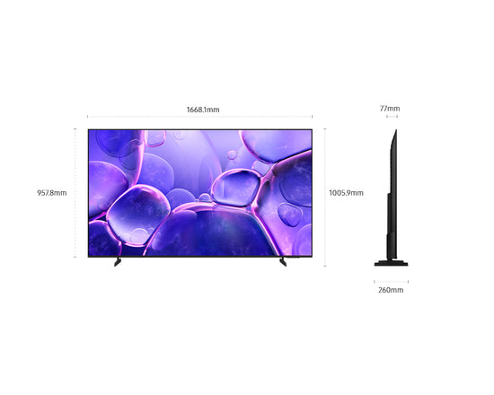 Samsung 75 Inch Crystal UHD 4K Smart TV - UN75U8000FF