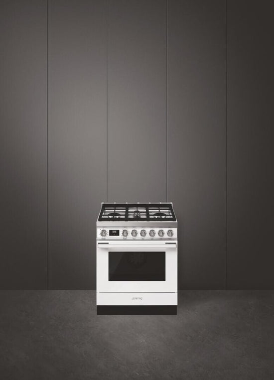 Smeg 30 Inch Dual Fuel Range, White - CPF30UGMWH
