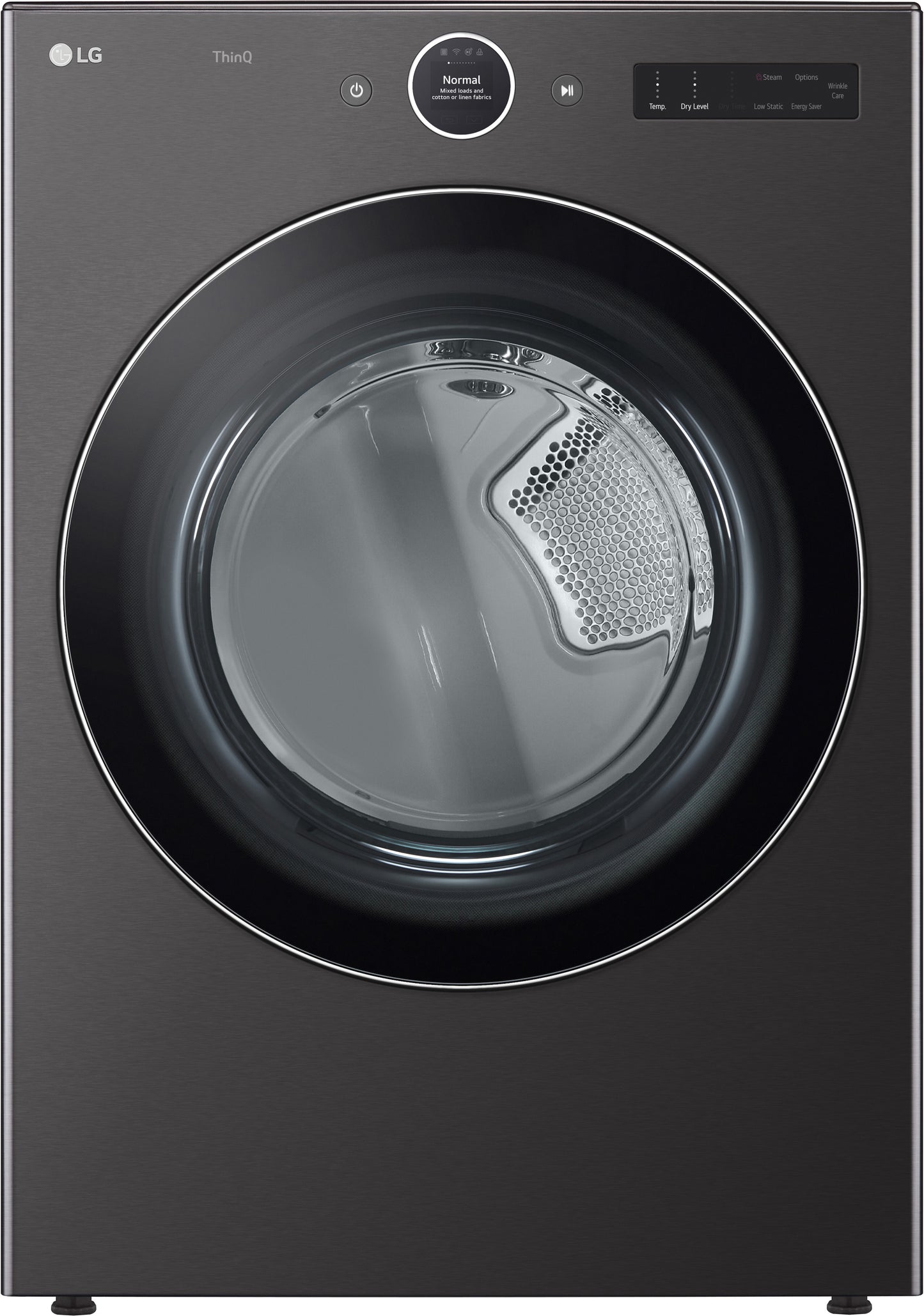 LG 7.4 CU. FT. BLACK STEEL MEGA CAPACITY STEAM ELECTRIC DRYER WITH SENSOR DRY SYSTEM AND THINQ AI - DLEX6700B